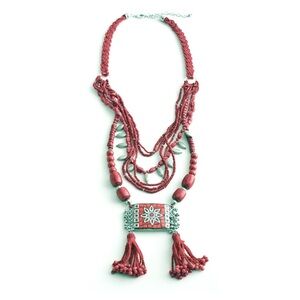 Chico’s silver tone red pendant necklace